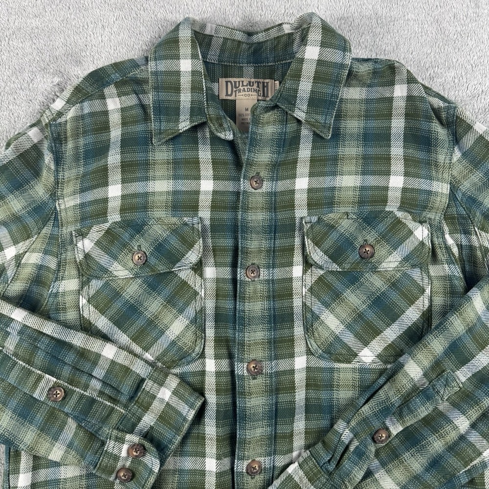 Duluth Trading Trim Fit Burlyweight Green Flannel Shirt Medium Extra Hefty Warm